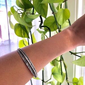 Silver feather bangle